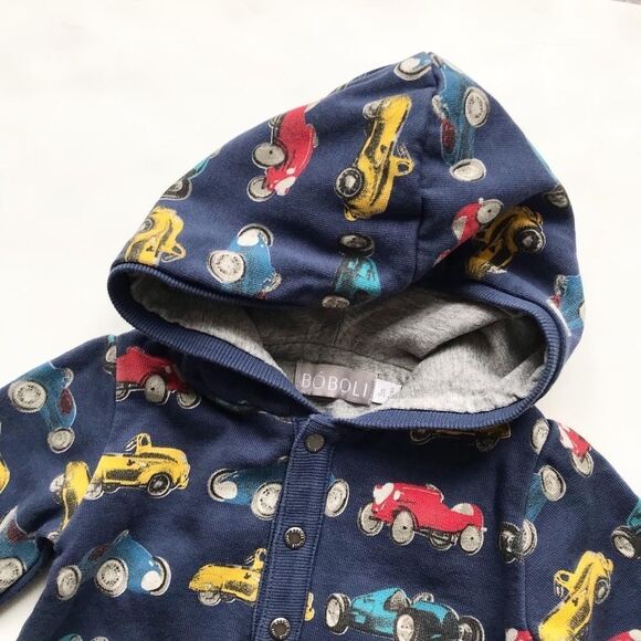 Boboli hooded vintage car print print jumpsuit EUC 9 months - Picture 2 of 7